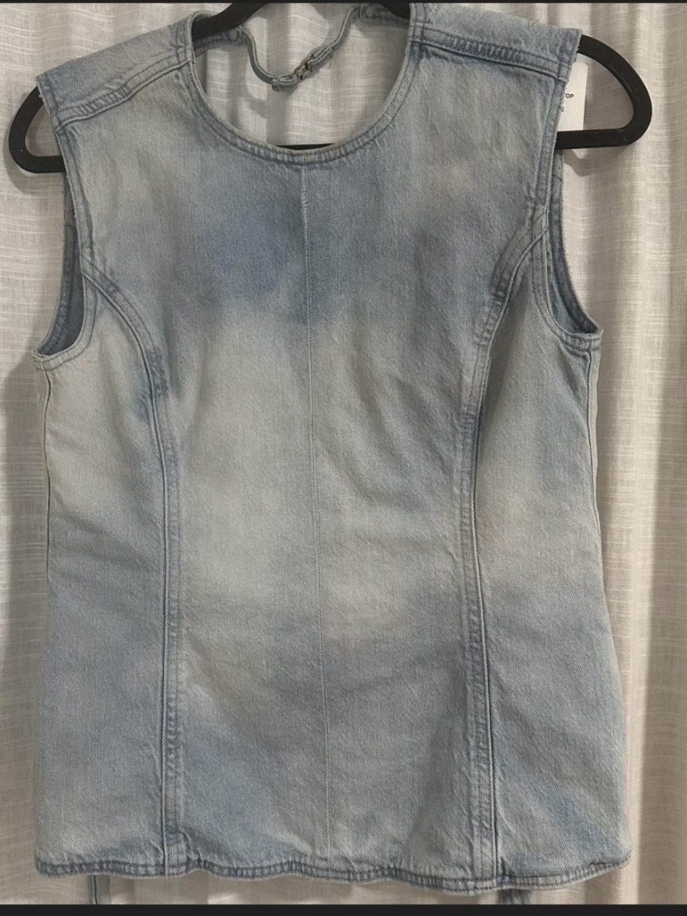 Zara Light Blue Sleeveless Denim Top